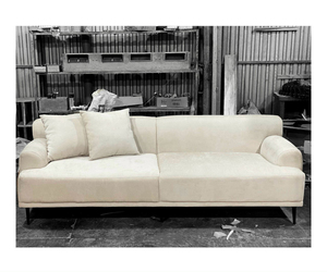 Premium Minimalist Two Seat <b>Wood</b> <b>Sofa</b> 220x85cm Natural <b>Wood</b> <b>Frame</b> Foam Fabric Couch Vietnam Style - Product Image 2