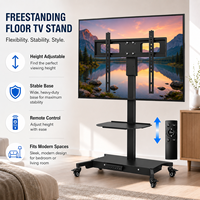 Soporte de TV Motorizado Giratorio Compatible con Pantallas LCD/LED Planas/Curvas de 32-70 Pulgadas, con Ruedas para el Hogar y el Dormitorio