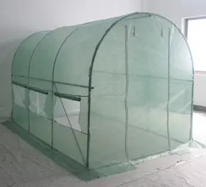 정원 식물 재배를위한 휴대용 워크 인 온실 터널 야외 금속 PE 온실 가구 녹색 색상
