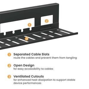 ถาดจัดเก็บสายไฟใต้โต๊ะ CC11-13-1 ขนาดใหญ่ วัสดุเหล็ก พร้อมตะขอเกี่ยวสกรู สำหรับจัดระเบียบสายไฟในสำนักงานและบ้าน - Product Image 2