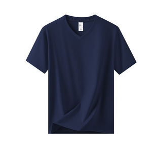 T-shirt basic estiva a maniche corte in misto cotone e modal da <span class=keywords><strong>uomo</strong></span> con logo personalizzato, unisex, casual, con <span class=keywords><strong>scollo</strong></span> a V, per <span class=keywords><strong>uomo</strong></span> e donna. - Product Image 3