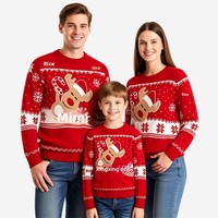 Ensemble de pulls unisexe parent-enfant tricotés pour l'hiver, motif dessin animé Anime Noël moche, style européen 2026