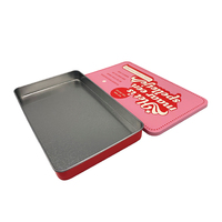 Boîte de rangement rectangulaire en métal rose et rouge vide avec couvercle pour jeux de cartes, idéale pour les fêtes, vente en gros, directement de l'usine, approvisionnement en vrac