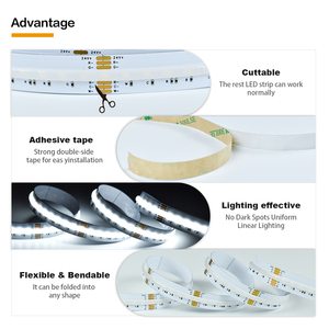 Tira de Luz LED COB WRGBW de Colores Perfectos, 840 LED/m, 24 V, Bajo Voltaje, IP20, Certificación UL CE, para Iluminación Decorativa Interior y Exterior - Product Image 2