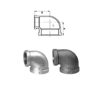 Fer malléable de classe 150 ASTM A197 90 °   Raccord de tuyauterie fileté NPT anti-fuite pour systèmes d'eau et de gaz haute pression