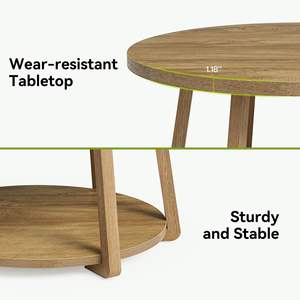 โต๊ะ<span class=keywords><strong>กาแฟ</strong></span>ไม้โอ๊ค 2 ชั้น โต๊ะกลาง พร้อมที่เก็บของ ขาไม้ ขนาด 31.5 นิ้ว X 19.6 นิ้ว ง่ายต่อการประกอบ โมเดิร์น ปรับเปลี่ยนได้ - Product Image 5