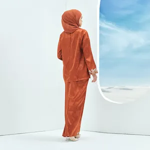 2022Baju Kurung modern kadınlar bayanlar moda nakış Baju Kurung ve Baju Melayu malezya müslüman