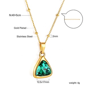 Collier pendentif plaqué or 18 carats avec pierre triangulaire, ensemble de bijoux pour femme, cadeau de mariage - Product Image 2