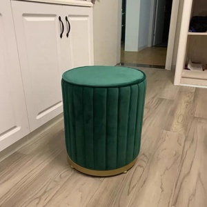 Wholesale Modern Furniture Living Room <strong>Stool</strong> pink Velvet Round Pouf <strong>Ottoman</strong> - Product Image 6