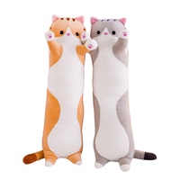 Coussin en peluche chaton long Kawaii, jouet en peluche, poupée, coussin en peluche chat