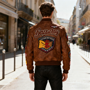 OEM Hochwertige Designer-Rennfahrerjacke Maßgefertigte Bestickte Patch-Logo Lederjacke für Herren - Product Image 3