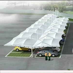 Abri de stationnement et auvent pour voiture en membrane tendue PVDF ignifuge avec structure en acier Q235 pour les écoles - Product Image 2