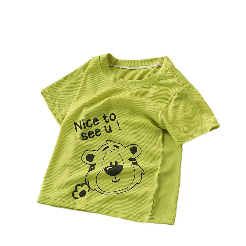 D1206TA44 Comfortable Short Sleeve Kids' Clothing Solid Soft Sweet Round Neck T Shirts Sehe Fashion
