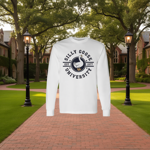 T-shirt a maniche lunghe Silly Goose University con design vintage Meme, taglia unisex per adulti - Product Image 3