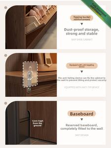 خزانة أحذية خشبية بتصميم شمالي للشتاء، رفيعة للغاية وموفرة للمساحة، بعرض 18 سم للمداخل الضيقة، تخزين بـ 3 رفوف للمساحات الصغيرة - Product Image 5