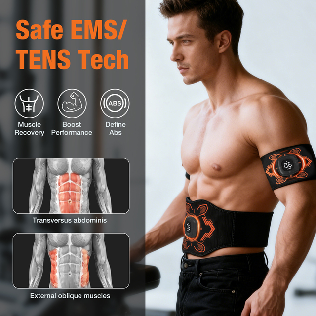 Wireless USB EMS Ab Stimulator-Smart ABS Muscle Toner Fitness Device