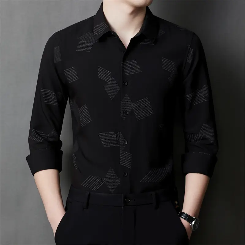 2022 Summer black Elasticity Ice fabric high quality graphic sublimation polo shirts long sleeve t shirt for men