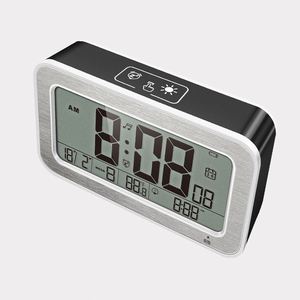 Modern <b>Mini</b> LCD Digital Display Alarm Clock Large USB Powered Backlight Automatic Photosensitive Silent <b>Desk</b> Table Clock Bedside - Product Image 2