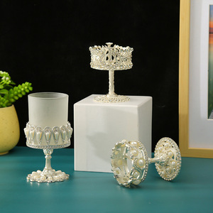 Bougeoir en perles de luxe léger Accessoires pour la maison Ornements <span class=keywords><strong>Chandelier</strong></span> en fer Mariage Mariage - Product Image 2