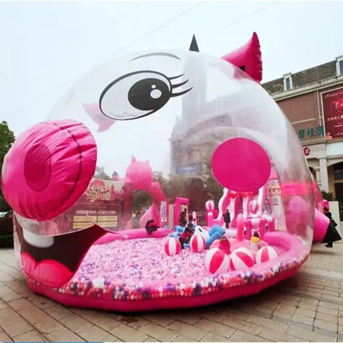 shopping mall pink inflatable bubble house with Millions of ocean ball pools ,Hotel promotion entertainment equipment