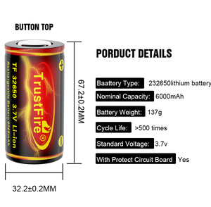 100% Оригинальный TrustFire 32650 6000 мАч 3,7 в литиевые аккумуляторные батареи высокой емкости размера D литий-ионная аккумуляторная батарея - Product Image 6