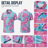Polo de Golf para Hombre de Marca Privada, Diseño Estampado, con Bolsillo, Tejido Elástico de Poliéster y Spandex, Ropa Deportiva Transpirable