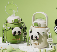 Tasse à eau pour enfants école d'été Pot à boire nouvelle saison Panda paille grande capacité Portable gros ventre tasse d'isolation thermique