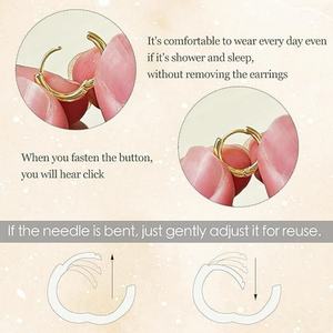 ต่างหูห่วงแบบหนีบชุบทอง 18K สำหรับผู้หญิง ทำจากสแตนเลส ไม่ก่อให้เกิดอาการแพ้ ไม่หมองคล้ำ ขายส่ง - Product Image 2