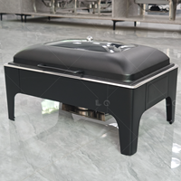 Chauffe-Plat Rectangulaire de Luxe 9L en Acier Inoxydable Noir avec Chauffage au Carburant/Électrique pour Hôtels