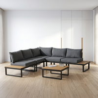 Ensemble de meubles d'extérieur en métal en forme de L, 3 pièces, canapé d'extérieur pour patio