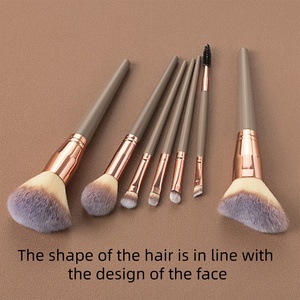 Juego de 7 <span class=keywords><strong>brochas</strong></span> de maquillaje diario con cerdas suaves que no irritan la piel, tubo de aluminio color oro rosa, adecuado <span class=keywords><strong>para</strong></span> todo el rostro. - Product Image 3