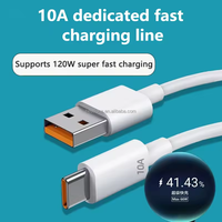 Câble USB Type C 10A 120W Cordon de données de charge super rapide Câble USB C 10A pour Huawei/Honor/Xiaomi/Samsung Câbles de chargeur rapide