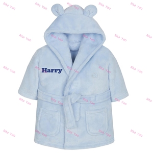 Peignoir de bain en coton éponge à capuche pour bébé avec broderie de nom, tissu uni, pour enfants, <span class=keywords><strong>garçon</strong></span> et fille, oreilles d'ours, peignoirs en éponge, pyjamas 2026 - Product Image 4