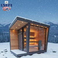 Sauna extérieur carré de luxe pour 4 personnes, moderne, à vapeur sèche, en bois d'épicéa carbonisé massif, pour villa