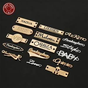 JACK FANG Metal 3D Embossed Logo Label Custom Brand <b>Name</b> <b>Tag</b> for Garment Rectangle Shape Gold Silver Color Laser Cut - Product Image 2