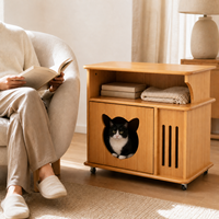 Meuble multifonctionnel 2-EN-1 en bois massif pour humains et animaux, design moderne et écologique, maison de protection dissimulée pour chat/chien