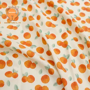 Meidebao Groothandel 2024 Oranje Fruitprint Dames Loungewear Jurk Geweven Getextureerde Stoffen