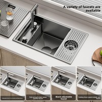 MOSHE Robinet de cuisine pliable multifonctionnel moderne en acier inoxydable SUS304 pour évier simple et bac de lavage de machine à laver