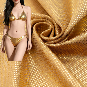 Hot stamping Foil vàng sáng bóng long lanh chấm trung bình trọng lượng hiệu suất Nylon/ 4 cách căng dọc dệt kim thể thao vải đàn hồi - Product Image 5