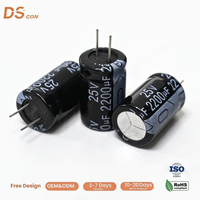 Condensateur électrolytique en aluminium à borne radiale 25V 2200uF 13x21mm haute fréquence pour le filtrage des cartes de contrôle industrielles
