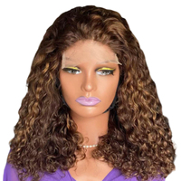 Perruque 5x5 sans colle DD Pixie Curl en cheveux humains vierges, 18 pouces, densité 200, pré-épilée avec baby hair et ligne de cheveux naturelle