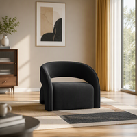 Fauteuil individuel design en velours crémeux, style influenceur, pour mobilier de maison, table de réception d'hôtel décontractée, et zone d'attente de salon de beauté