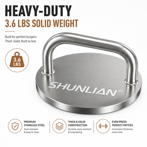 <span class=keywords><strong>Presse</strong></span> à <span class=keywords><strong>Smash</strong></span> <span class=keywords><strong>Burger</strong></span> Robuste en Acier Inoxydable, 1,64 kg, Compatible Lave-Vaisselle, pour Usage Commercial - Product Image 2