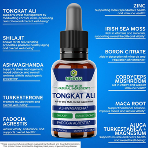 Gouttes de Tongkat Ali avec Shilajit et Ashwagandha - Complément pour la vitalité masculine, l'équilibre hormonal et la récupération musculaire - Product Image 2
