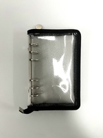 Noir clair A6 taille PVC fermeture éclair autour de 6 reliure à anneaux couverture A6 étui à fermeture éclair