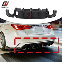 Diffuseur de pare-chocs arrière dynamique avec éclairage LED vertical pour Infiniti Q50 Q50L 2018-2023, kit carrosserie sport en ABS noir brillant