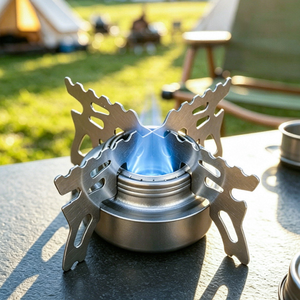 Réchaud à alcool en titane pur et support en alliage, kit de brûleur portable pour camping, pique-nique, voyage, petit barbecue - Product Image 5