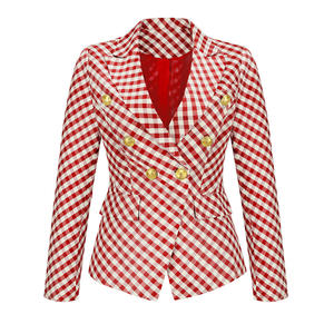 Chaqueta de Tweed rosa con estampado de Mujur para mujer, chaqueta Sexy informal de talla grande para otoño - Product Image 1
