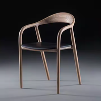 Chaise de bar à café en bois massif naturel JP, chaise de salle à manger en bois massif, chaise de salle à manger