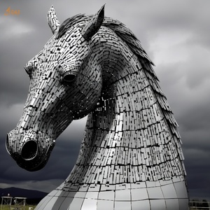 Parque paisaje decoración <span class=keywords><strong>Andy</strong></span> Scott famoso acero estructural y revestimiento de acero inoxidable gigante Kelpie estilo caballo escultura para vender - Product Image 6